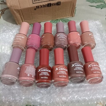 Nude Nail Polish Permanent Pack Of 12-Pcs Box