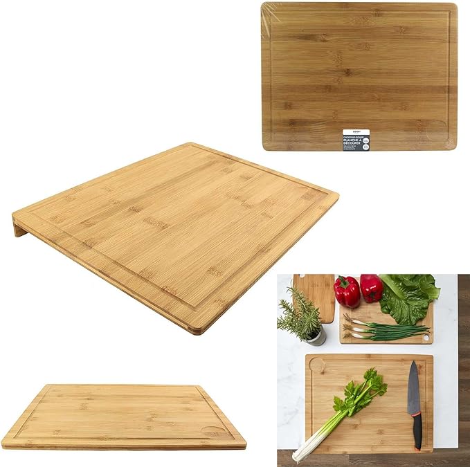 Bamboo Wooden Cutting Board with Edge - Brown