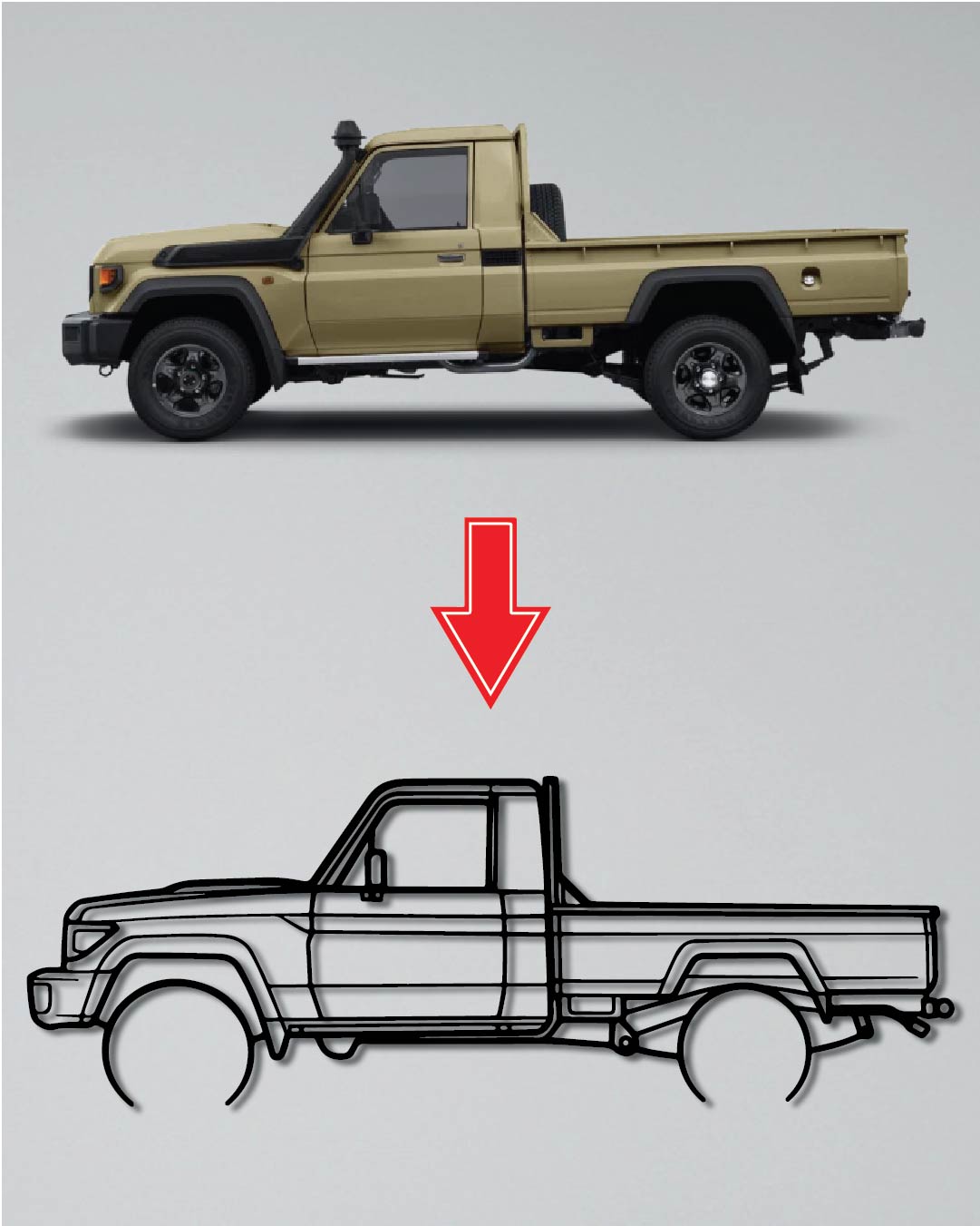 Your Custom Vehicle Metal Wall Art (Car, SUV or Pickup)