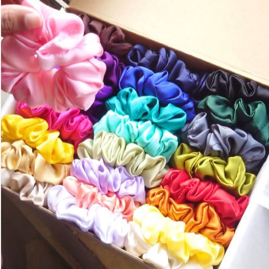 Box of 24 Handmade Silk Scrunchies High Quality