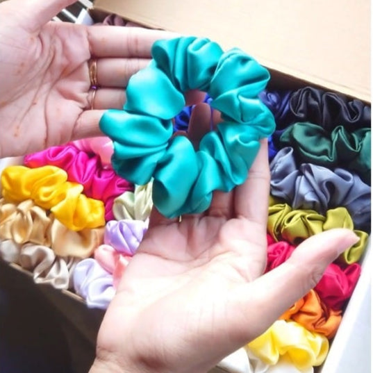 Box of 24 Handmade Silk Scrunchies High Quality