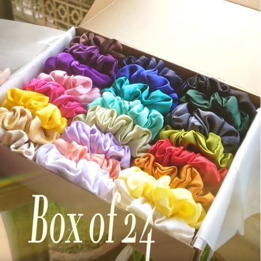 Box of 24 Handmade Silk Scrunchies High Quality