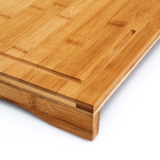 Bamboo Wooden Cutting Board with Edge - Brown