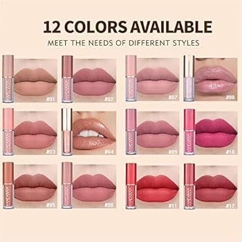 12 Matte Liquid Waterproof Velvet Lip Gloss - Imported