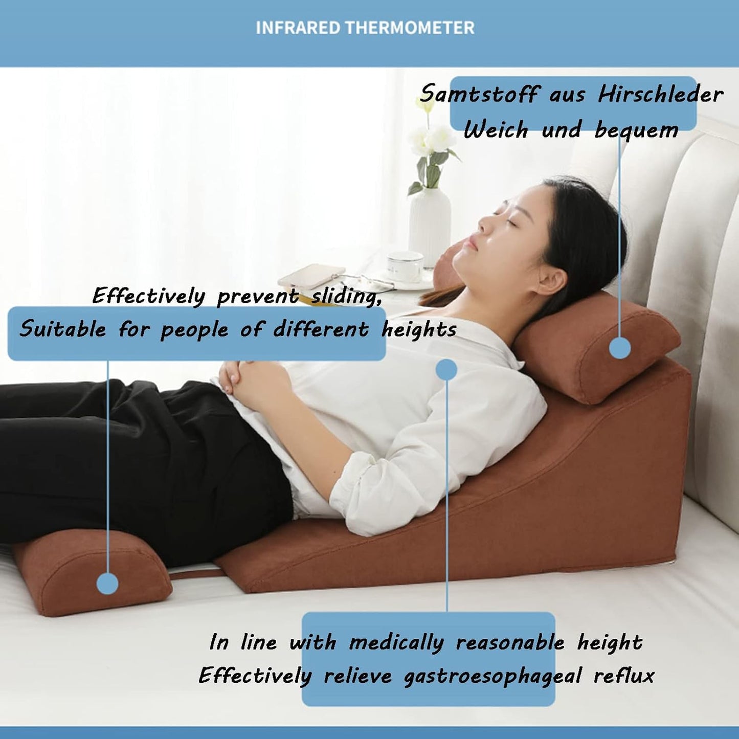 Bed Wedge Triangular Memory Foam Pillow Set